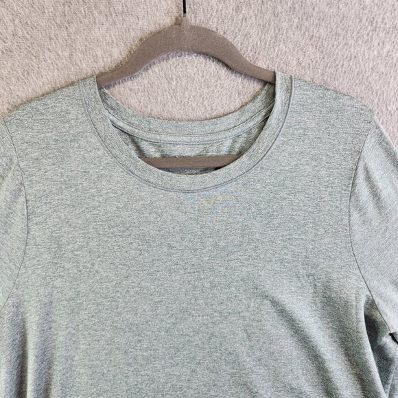 Athleta Top Womens 1X Blue Heathered Uptempo Thumbholes Hi Low Slit Sides - Picture 2 of 11